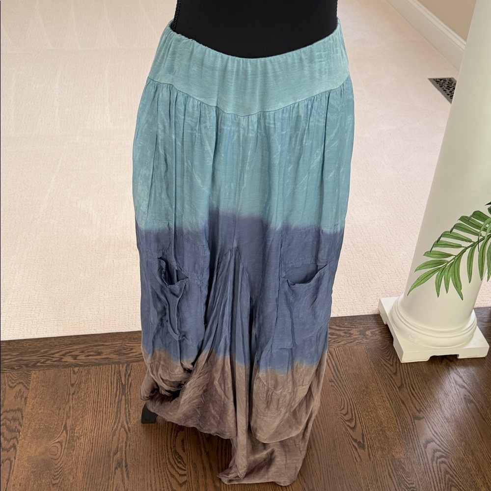 Elegant Blue and Brown Women's Skirt